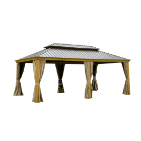 14' x 20' Metal Hardtop Gazebo with Double Roof and Aluminum Frame, DOBA-GZ1420
