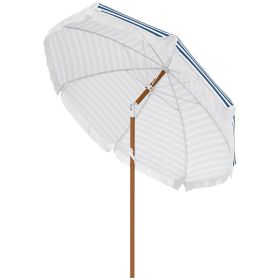 Outsunny Patio Shade: 7x7 ft, Stylish Blue Umbrella with Tilt and Vent, Fringed Ruffles for Enhanced Outdoor Decor|