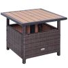 Outsunny Rattan Wicker Outdoor Accent Table – Patio Side Table with Umbrella Hole