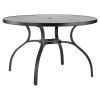 VEVOR 47" Round Patio Dining Table – Metal Steel Slat Table with Umbrella Hole