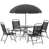Outsunny 6-Piece Patio Dining Set – Outdoor Table with Umbrella & 4 Folding Chairs