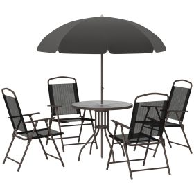 Outsunny 6-Piece Patio Dining Set – Outdoor Table with Umbrella & 4 Folding Chairs