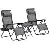Outsunny Zero Gravity Chair Set with Side Table with Cupholders & Pillows