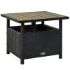 Outsunny 22'' Rattan Wicker Side Table with Steel Frame, Umbrella Insert Hole, Sand Bag