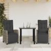 Garden 3 piece Dining Set Grey PE rattan Medium Adjustable Armrests