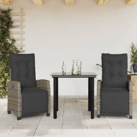 Garden 3 piece Dining Set Grey PE rattan Medium Adjustable Armrests