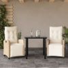 Garden Dining Set 3 piece Beige, Black, Cream White