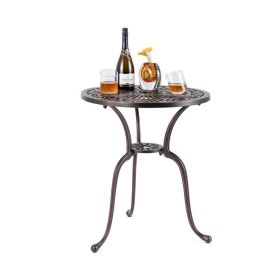 Round Cast Aluminum Patio Table – Bistro Dining Table with Umbrella Hole