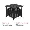 Patio Steel Bistro Side Table with Umbrella Hole; Black