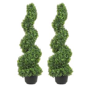 VEVOR 2 pcs. Artificial Boxwood Tower Topiary Spiral Artificial Plant 91cm high 10 pcs