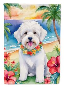 Coton de Tulear Luau Garden Flag Mailbox Flag Decorative Yard Flag Banner Outside Patio Artwork Yard Flower Beds, Garden Size, Multicolor