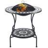 30" Outdoor Fire Pit Dining Table,  Storage Shelf, Spark Screen Cover