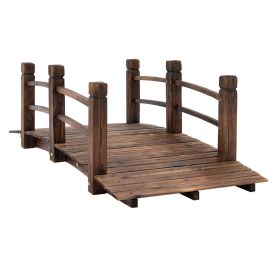 Fir Wood Garden Bridge Arc Walkway with Side Railings