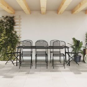 Garden Dining Set Anthracite Metal mesh 9 Piece Set Collapsible