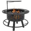 Outsunny 2-in-1 Fire Pit, BBQ Grill, 33" Portable Wood Burning Firepit