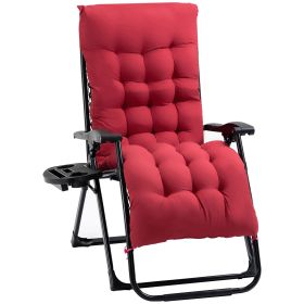 Outsunny Zero Gravity Chair, Folding Reclining Lounge Chair with Padded Cushion,Side Tray, Red