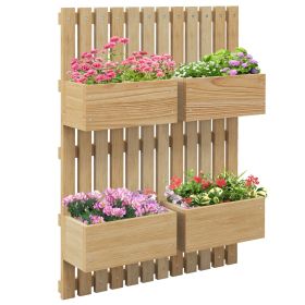 Outsunny 4 Box Raised Garden Bed with Trellis with Adjustable Height