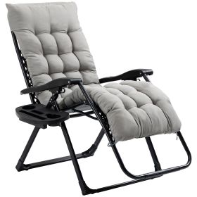 Outsunny Zero Gravity Chair, Padded Cushion,Side Tray, Gray