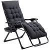 Outsunny Zero Gravity Chair, Folding Reclining Lounge Chair with Padded Cushion, Side Tray Black
