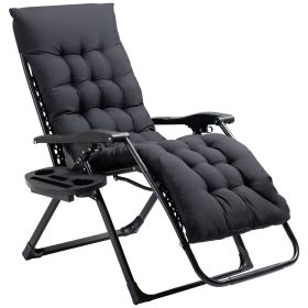 Outsunny Zero Gravity Chair, Folding Reclining Lounge Chair with Padded Cushion, Side Tray Black