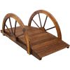 Wooden Garden Bridge Arc Footbridge, Stained Wood
