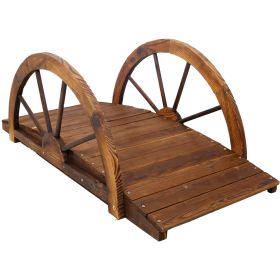 Wooden Garden Bridge Arc Footbridge, Stained Wood