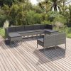 Garden Lounge Set Grey PE rattan 9 Piece Set Modular
