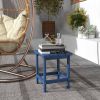 Outsunny Rattan Bistro Tea Table with Umbrella Hole & 2-Tier Shelf – Blue