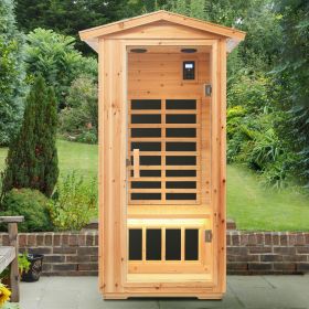 One person old fir outdoor sauna room
