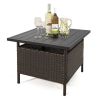 Square Wicker Patio Side Table with Umbrella Hole