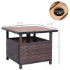 Outsunny Rattan Wicker Outdoor Accent Table – Patio Side Table with Umbrella Hole