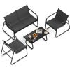 4-Piece Outdoor Patio Conversation Set – Black