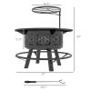 Outsunny 2-in-1 Fire Pit, BBQ Grill, 33" Portable Wood Burning Firepit