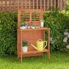Folding Garden Potting Bench with 2-tier Storage Shelves and Teak Oil Finish
