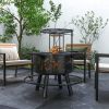 Outsunny 2-in-1 Fire Pit, BBQ Grill, 33" Portable Wood Burning Firepit
