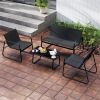 4-Piece Outdoor Patio Conversation Set – Black