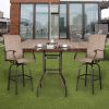 Wrought Iron Glass High Bar Table Patio Brown
