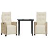 Garden Dining Set 3 piece Beige, Black, Cream White