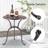 Round Cast Aluminum Patio Table – Bistro Dining Table with Umbrella Hole