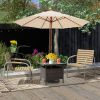 Square Wicker Patio Side Table with Umbrella Hole