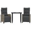 Garden 3 piece Dining Set Grey PE rattan Medium Adjustable Armrests