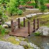 5 ft Wooden Garden Bridge Arc with Railings Stained Wood