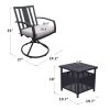 Patio Steel Bistro Side Table with Umbrella Hole; Black