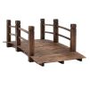 5 ft Wooden Garden Bridge Arc with Railings Stained Wood