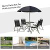 Outsunny 6-Piece Patio Dining Set – Outdoor Table with Umbrella & 4 Folding Chairs