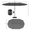 Outsunny 14.4ft Double-Sided Patio Umbrella – Outdoor Parasol with Solar LED Lights & Base, Gray