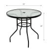 32" Round Outdoor Patio Table – Tempered Glass