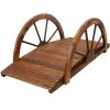 Wooden Garden Bridge Arc Footbridge, Stained Wood