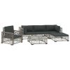 Garden Lounge Set Grey PE Rattan, powder-coated steel, tempered glass 6 piece