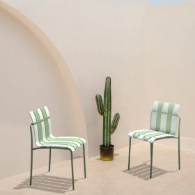 4-Pack Striped Color Block Dining Chairs Indoor Outdoor (Option: GreenWhite)